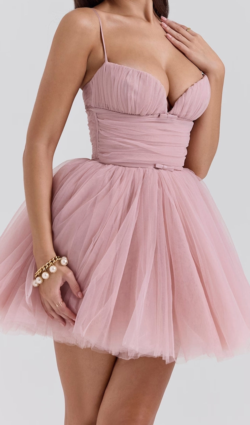 Diellza Pink Mesh Mini Dress