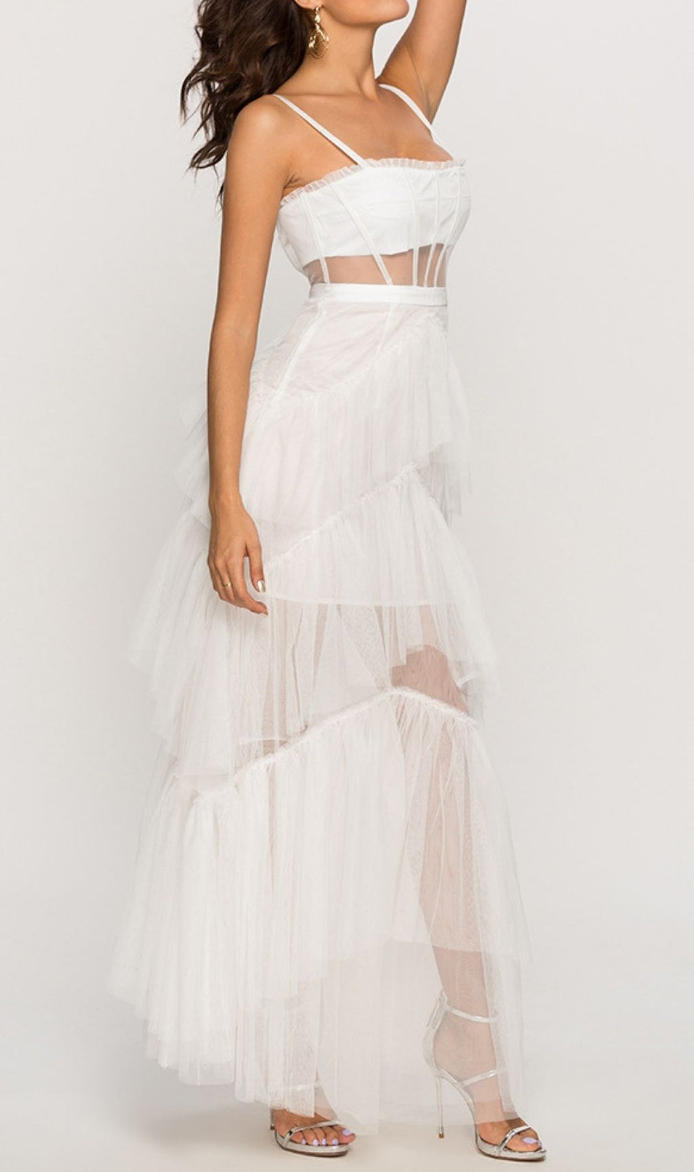 Kenyatta Strappy Corset Mesh Maxi Dress | Sultry Sheer Evening Gown
