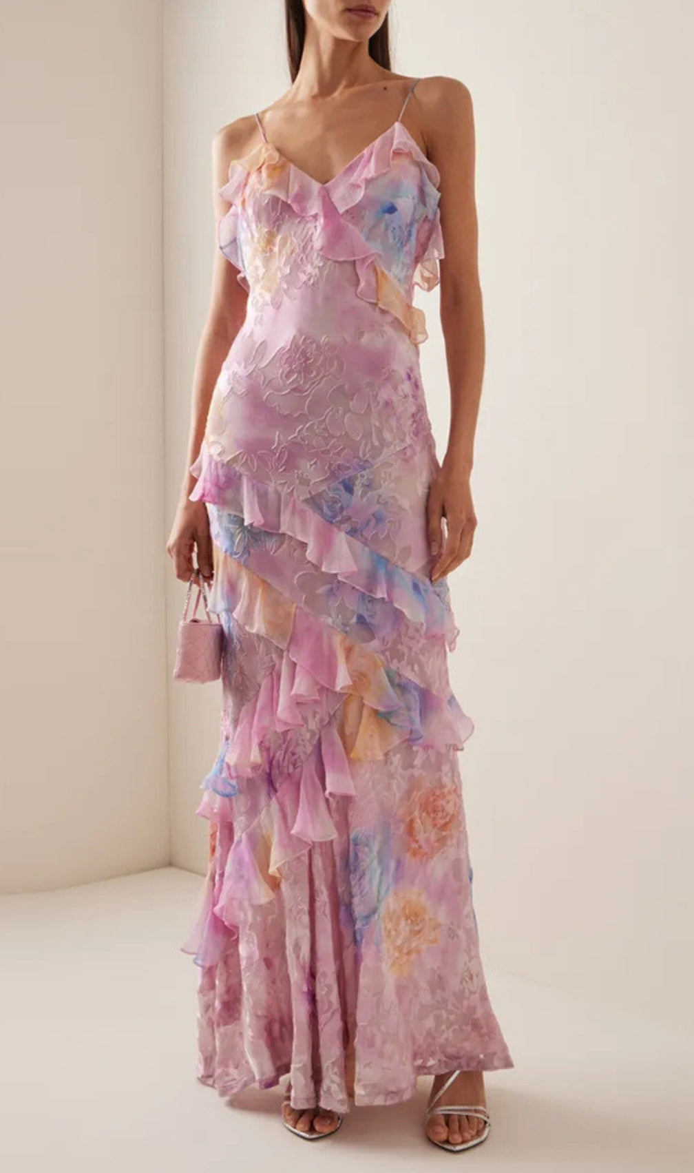 Brocha V-Neck Floral Ruffle Maxi Dress