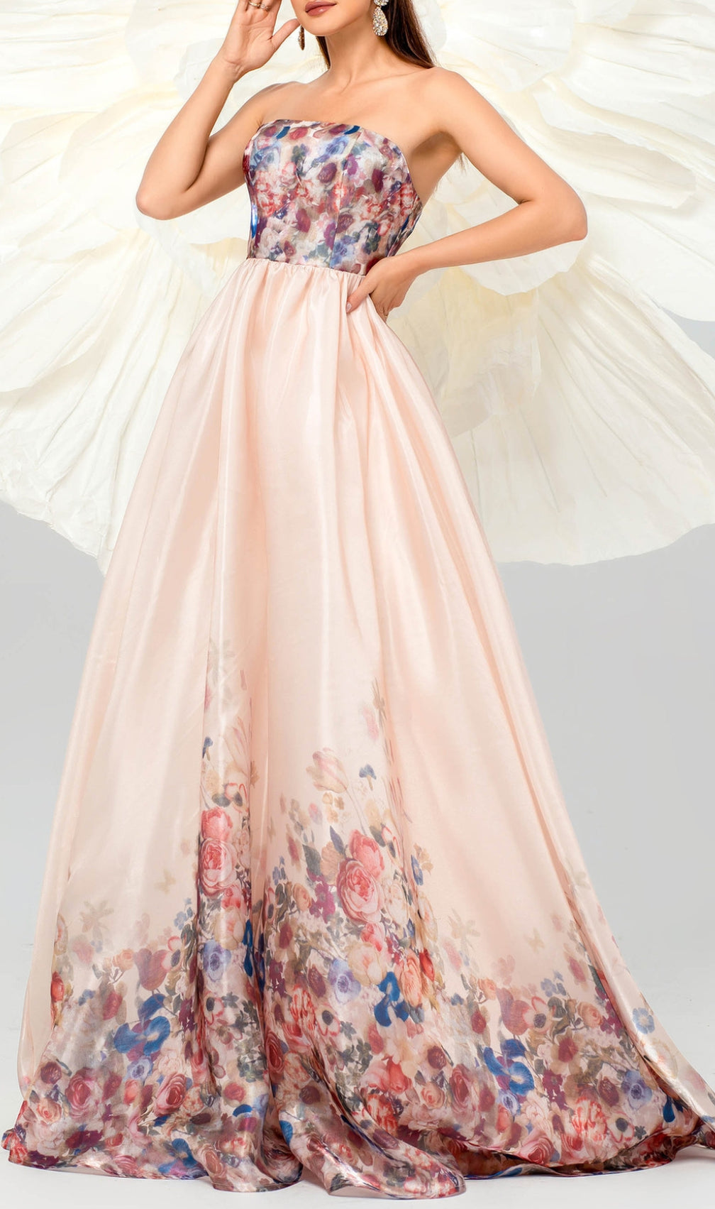 Bilhah Strapless Floral Print Maxi Dress