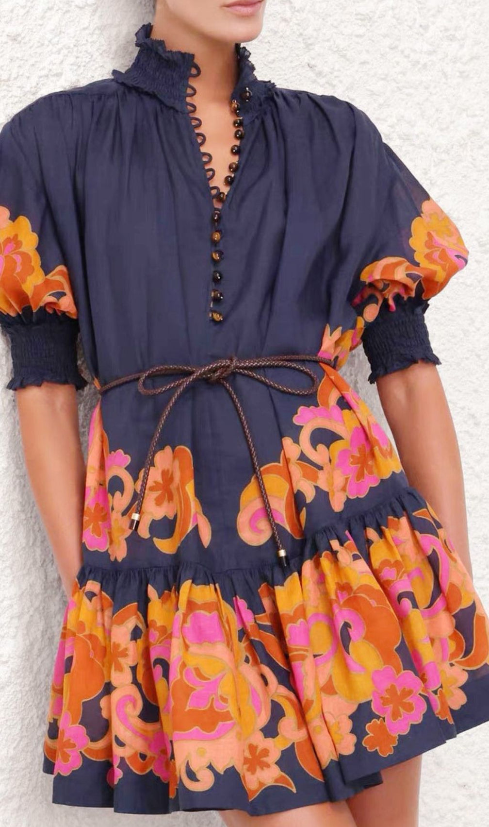 Kamdyn Vibrant Floral Print Mini Dress | Flirty Ruffle & Puff Sleeve
