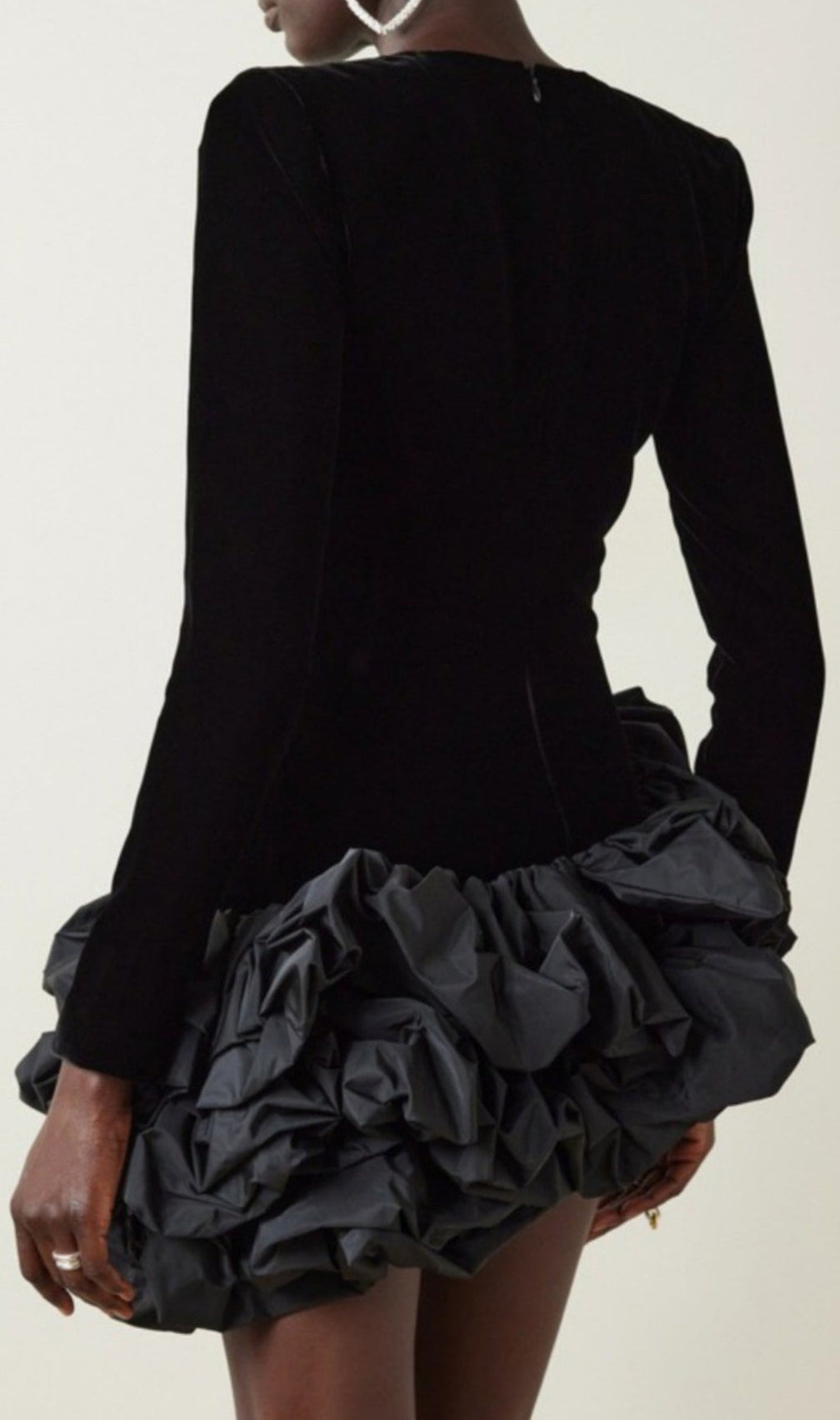 Baris Irregular Ruffle Hem Long Sleeve Mini Dress