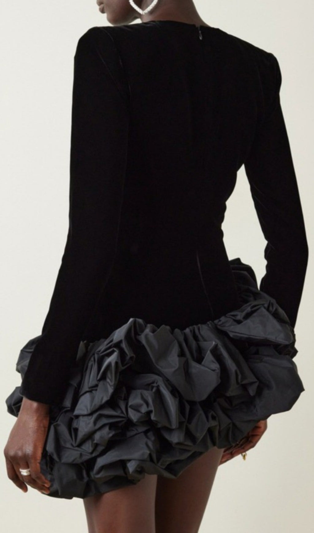 Baris Irregular Ruffle Hem Long Sleeve Mini Dress