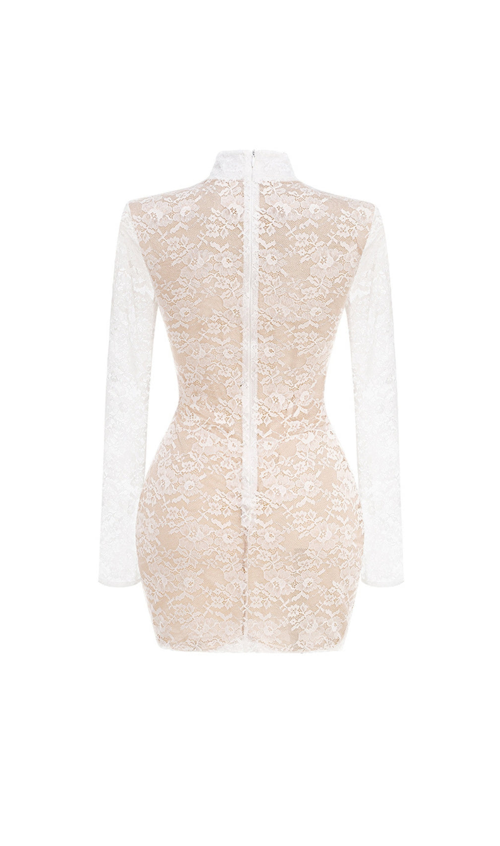 Dorisa White Lace Corset Long Sleeve Mini Dress