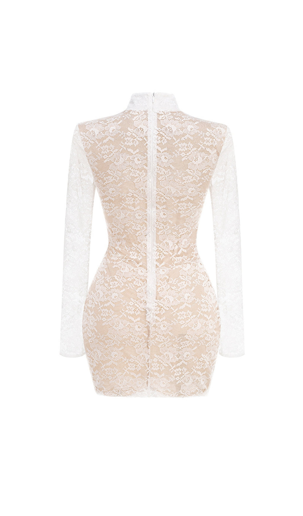 Dorisa White Lace Corset Long Sleeve Mini Dress