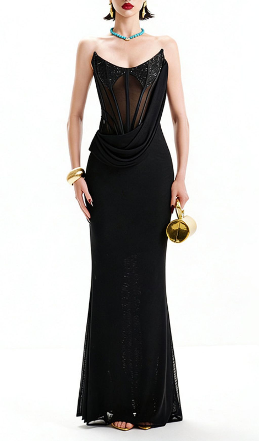 Janan Black Corset Maxi Dress