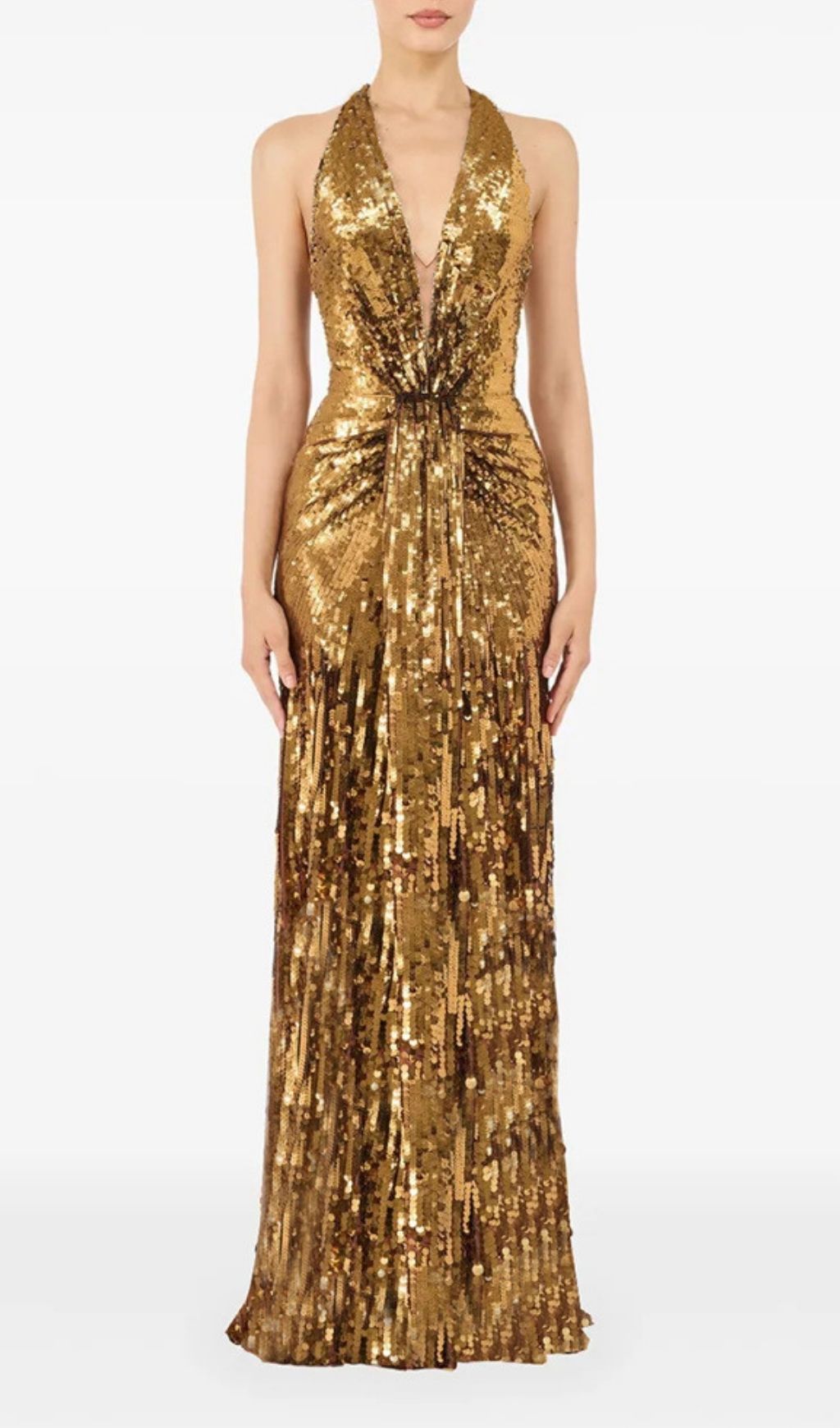Kala Halter Sequin Maxi Dress: Dazzling Gold Gown for Galas & Black-Tie Events