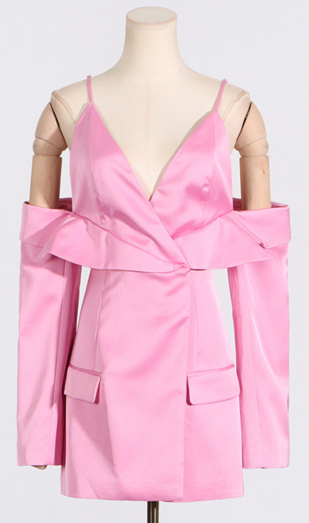 Aurera Pink Off Shoulder Mini Blazer Dress