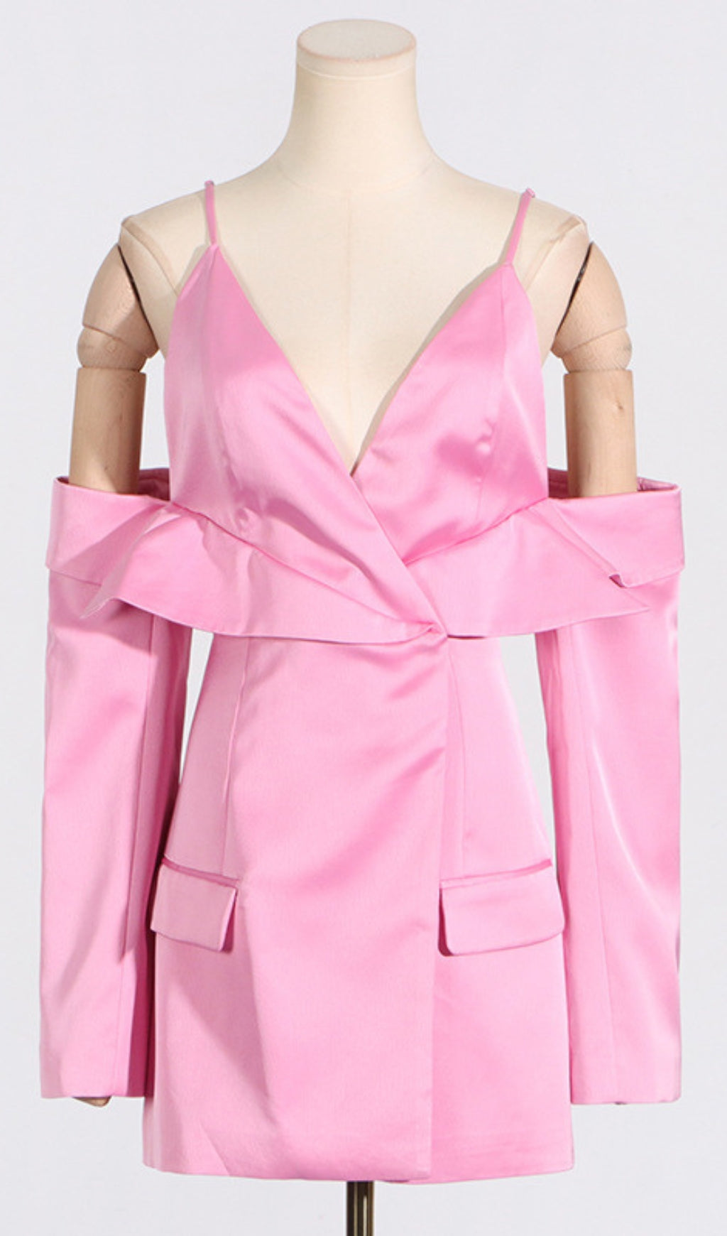 Aurera Pink Off Shoulder Mini Blazer Dress