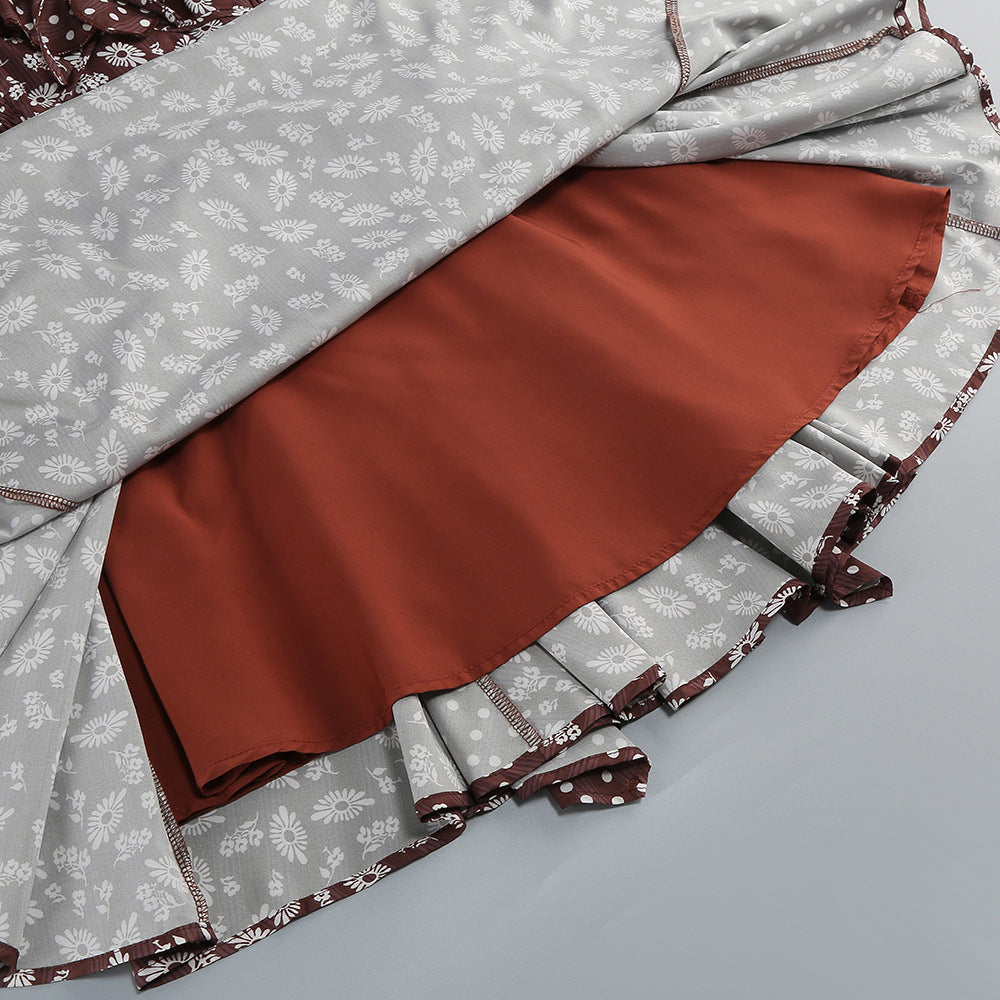 Jalena Coffee Floral Mini Dress - Bohemian Chic Ruffle Sundress for Women