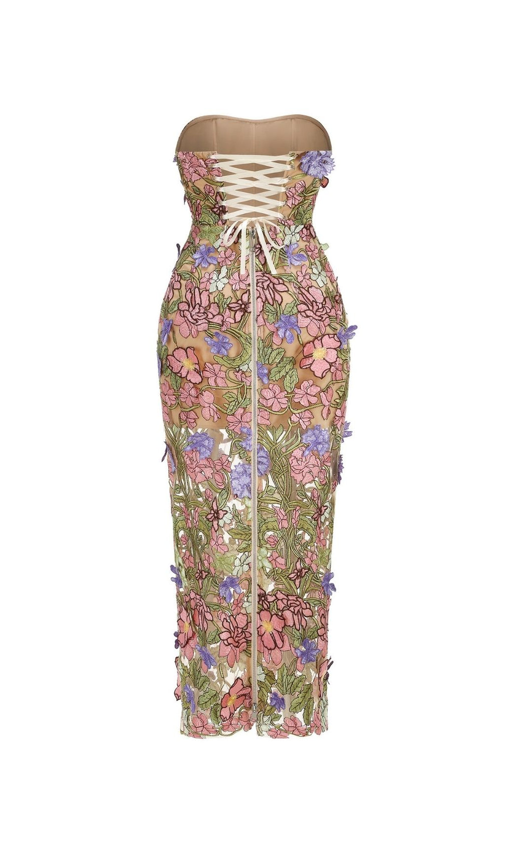 Kasey Enchanted Bloom Strapless Embroidered Maxi Dress