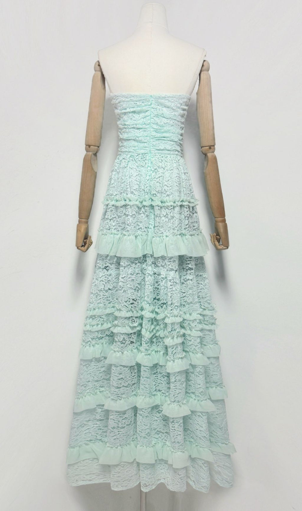 Glora Strapless Lace Layered Maxi Dress