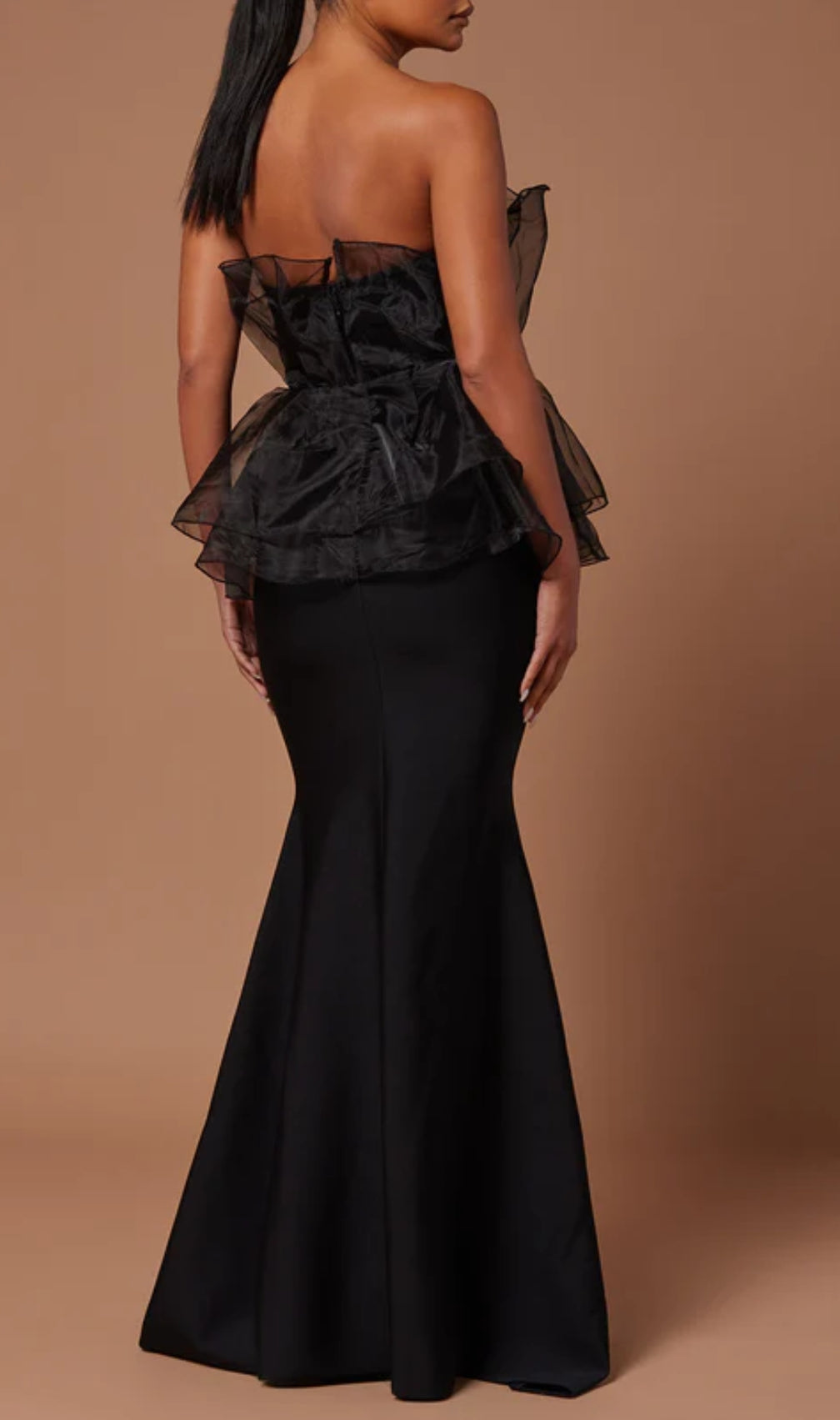 Cedrica Black Strapless Mesh Maxi Bandage Dress