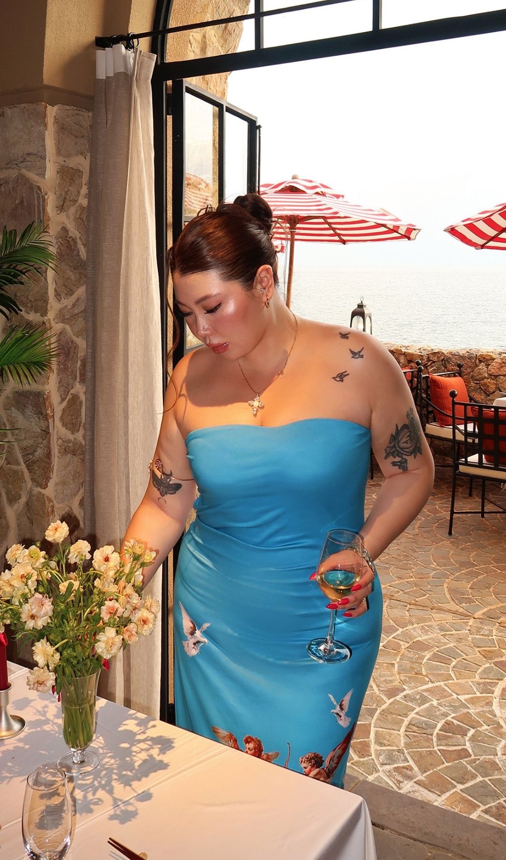 Lacie Blue Strapless Printed Plus Size Maxi Dress