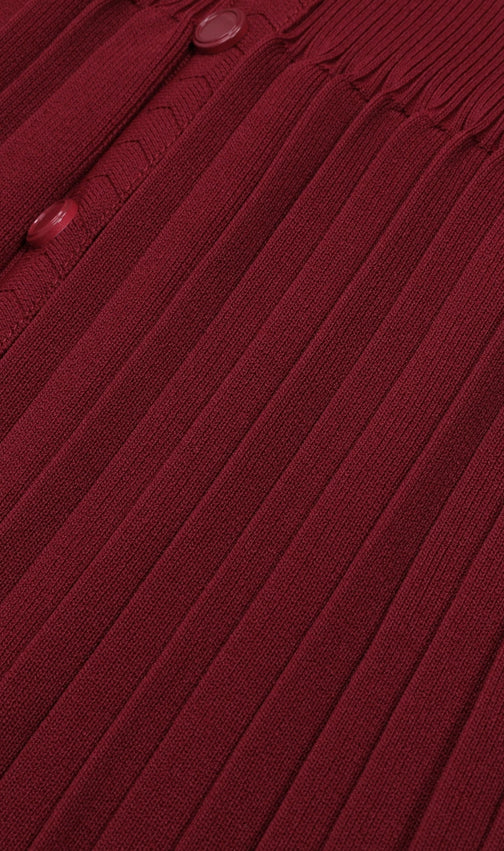Jackie Wine Ribbed Knit Cardigan & Maxi Dress Set | Women's Elegant Co-ord