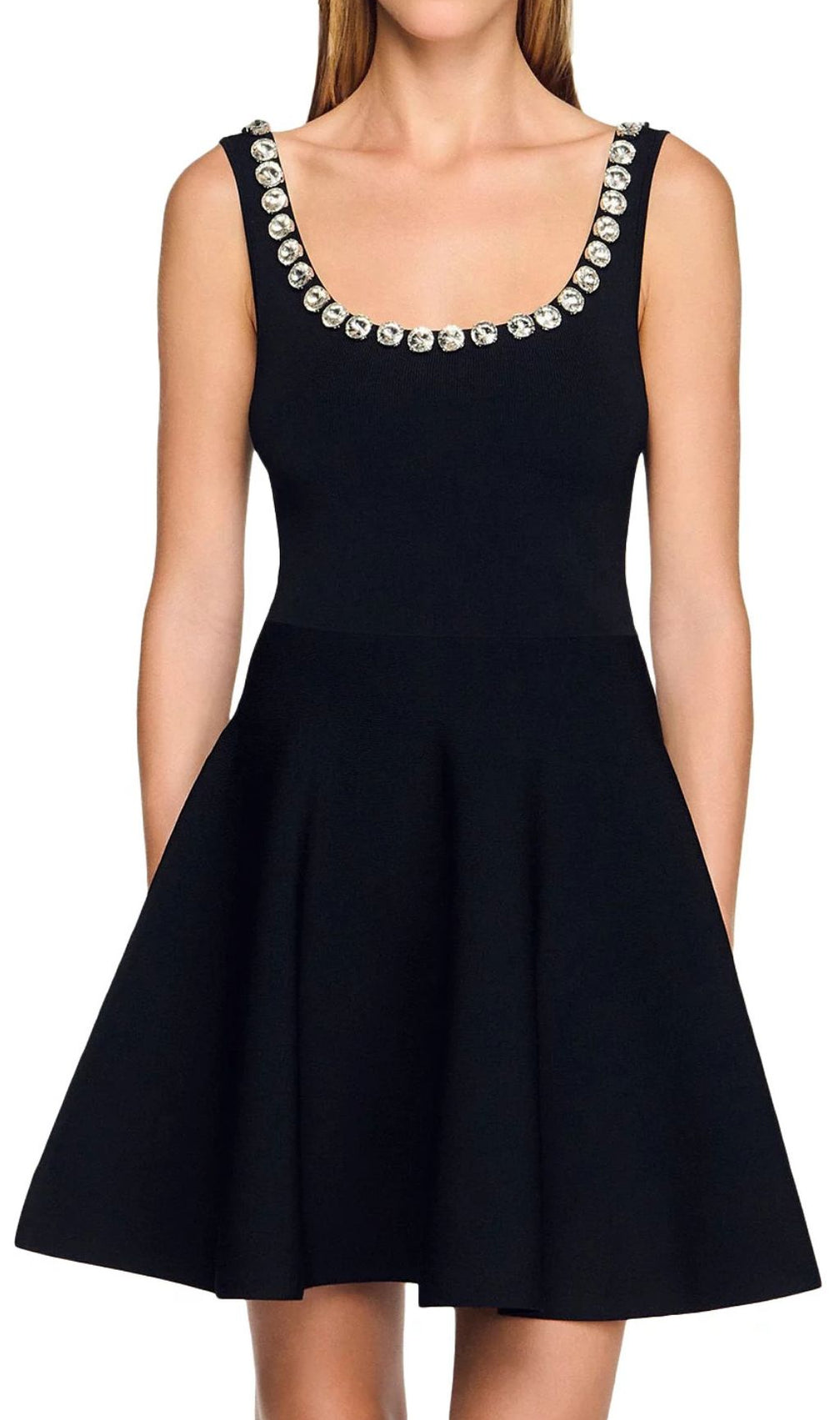 Nelya Embellished Knit Mini Dress - Sparkle & Chic Little Black Dress