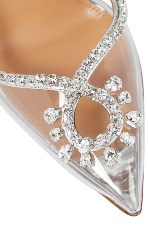 Crystal Cutout Embellished Pumps In Silver