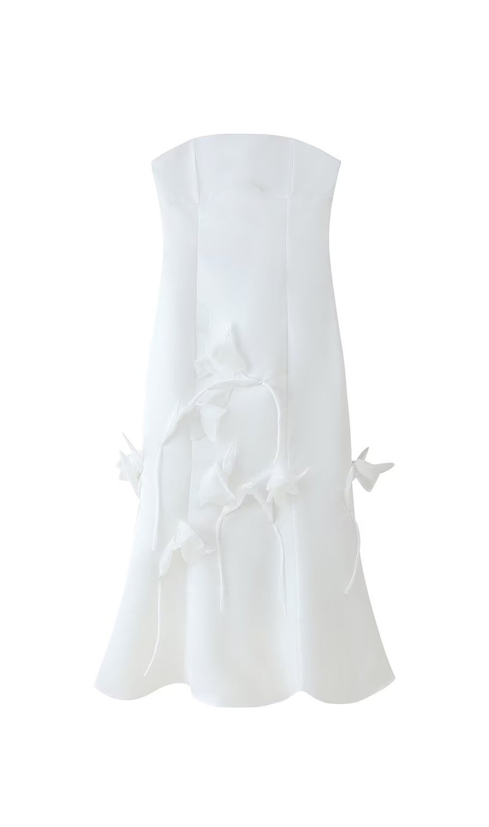 Echo White Strapless Flower Midi Dress