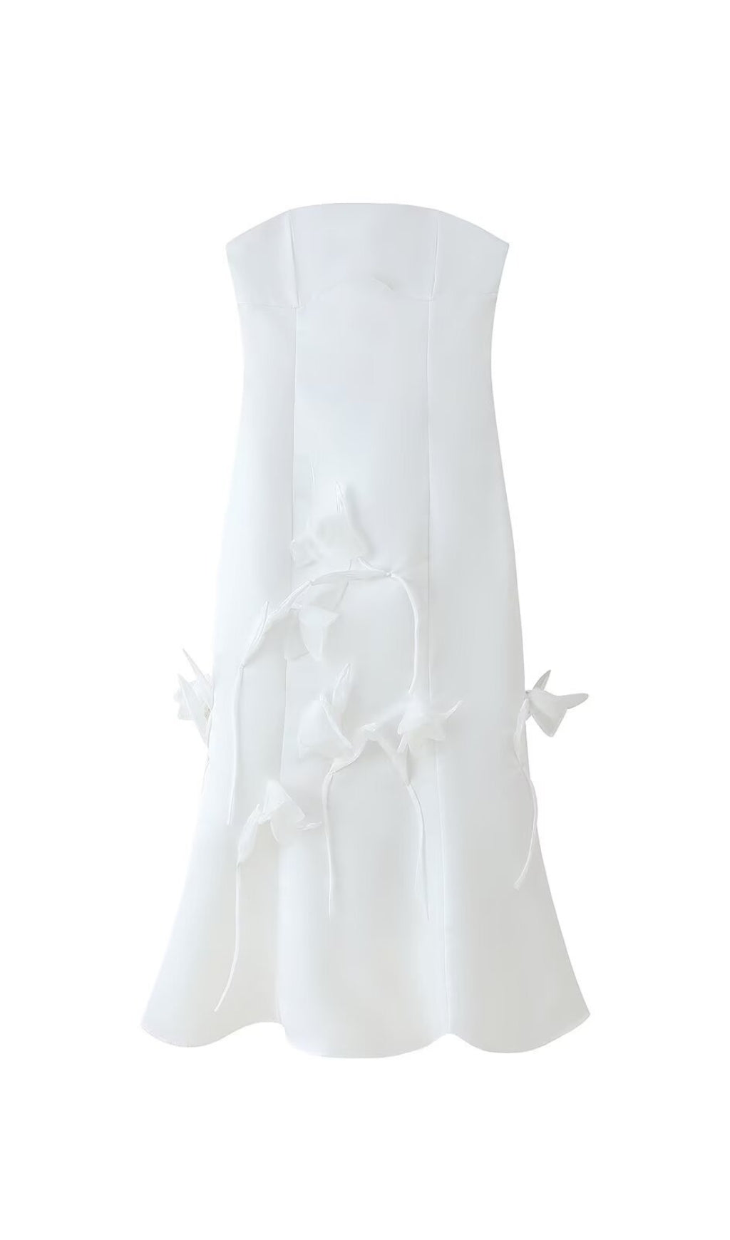 Echo White Strapless Flower Midi Dress