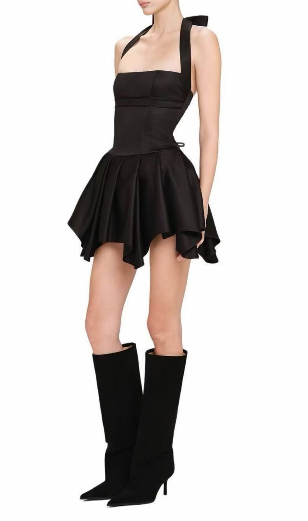 Katsu Black Halter Mini Dress: Chic & Flirty Statement Style