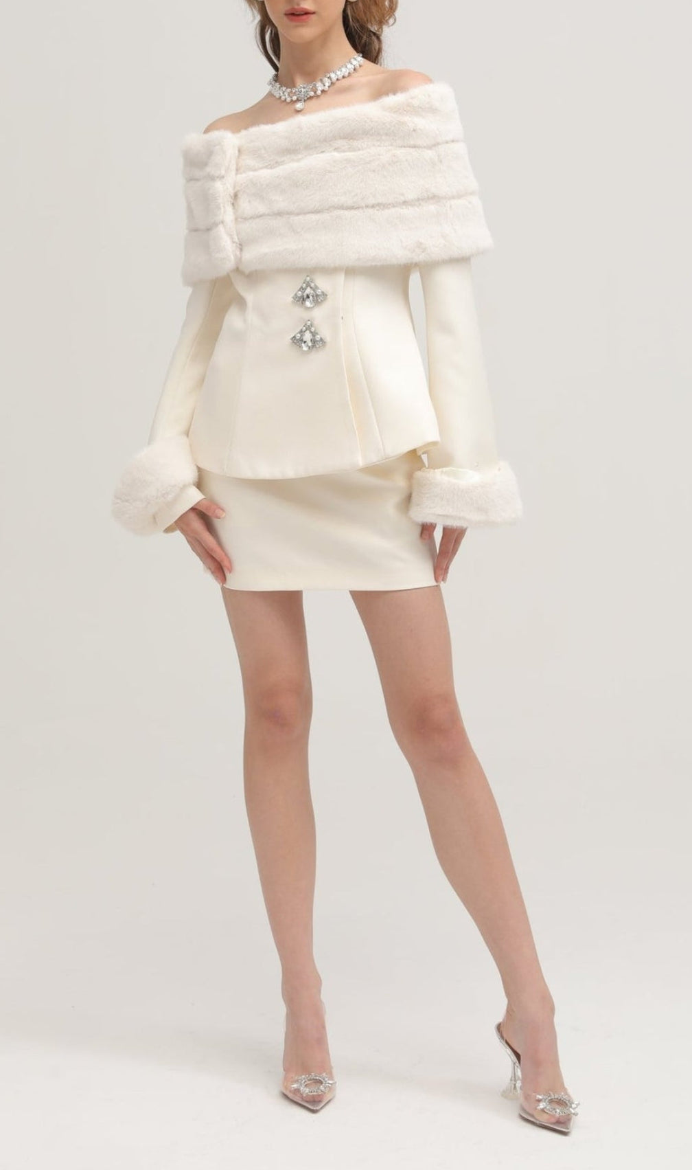 Balthasar Faux-Fur Jacket & Skirt Set