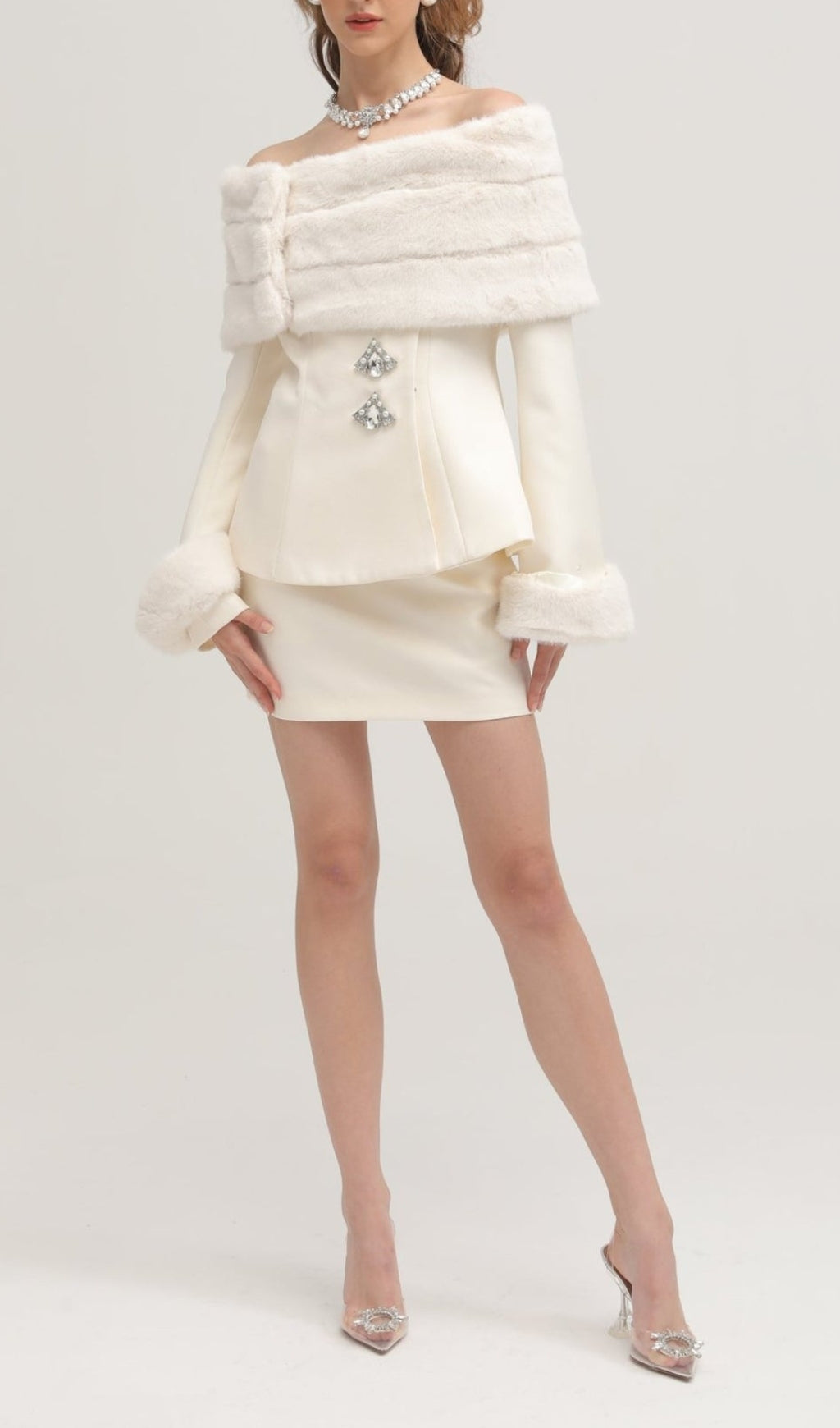 Balthasar Faux-Fur Jacket & Skirt Set