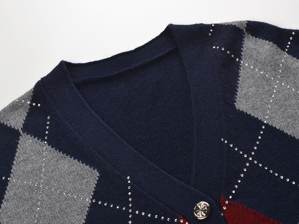 Howell Chic Argyle Cardigan for Women - Timeless Knit with Modern Flair