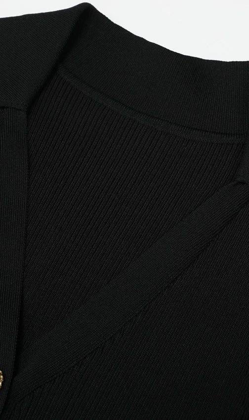 Kimi Black Sleeveless V-neck Knit Maxi Dress