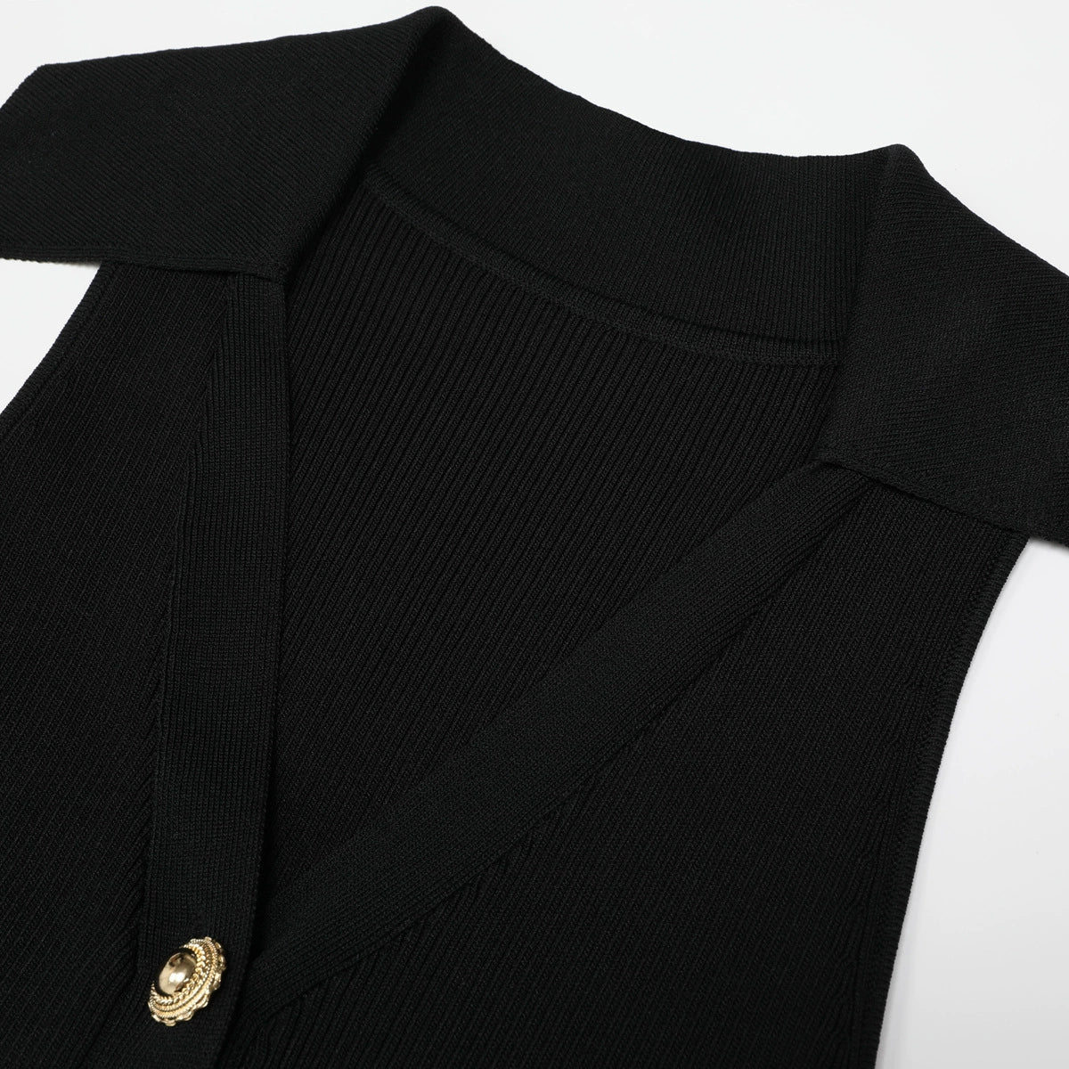 Kimi Black Sleeveless V-neck Knit Maxi Dress