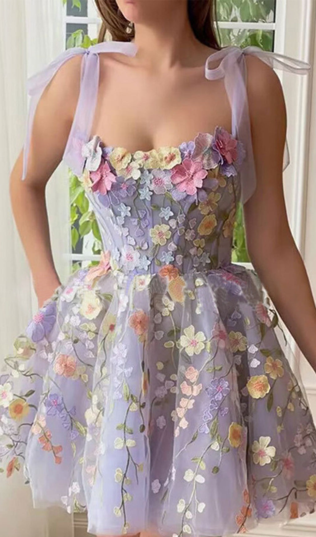 Amandla Lavender Bloom Mini Dress