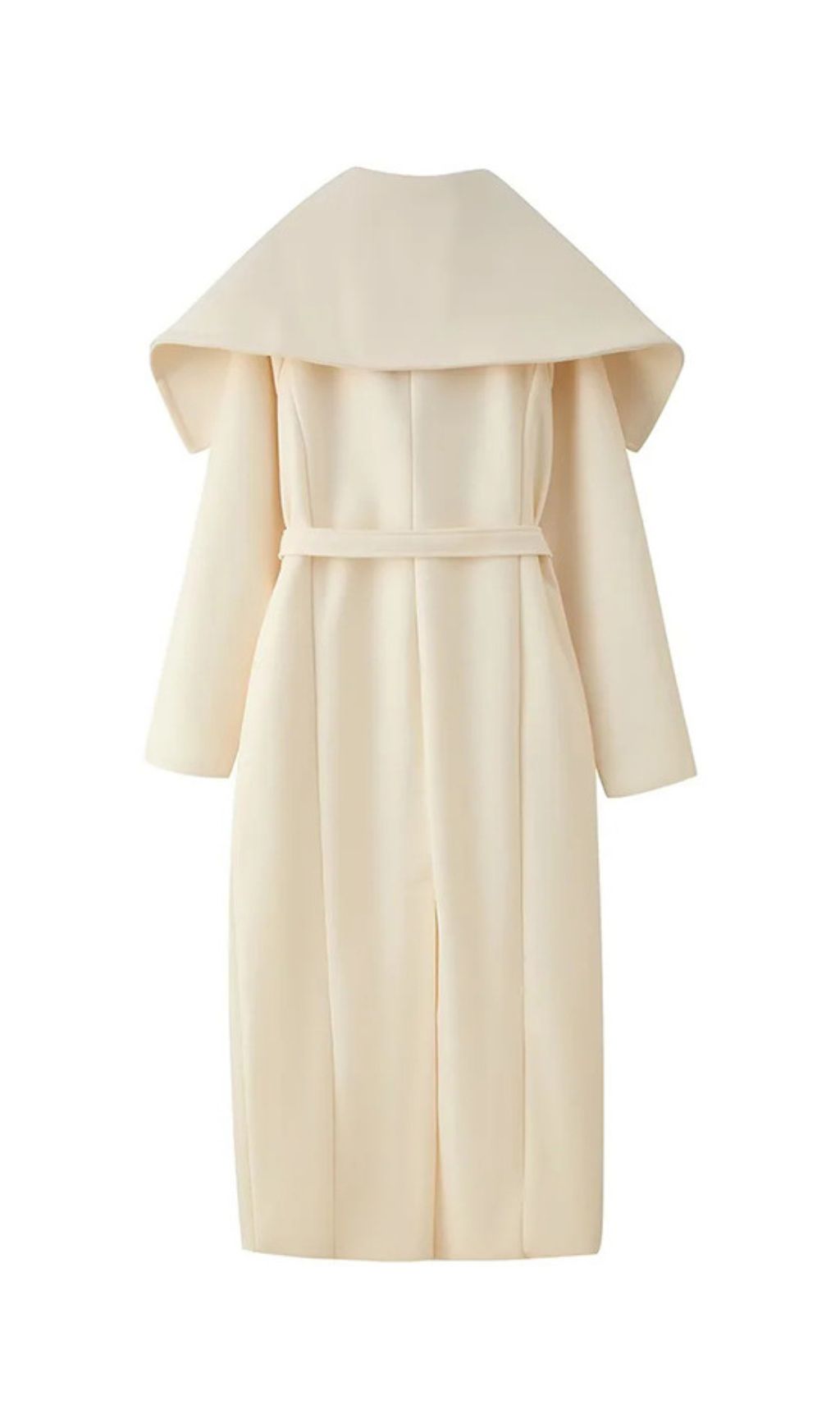 Izabella Luxe Belted Maxi Coat - Draped Collar & Tailored Elegance