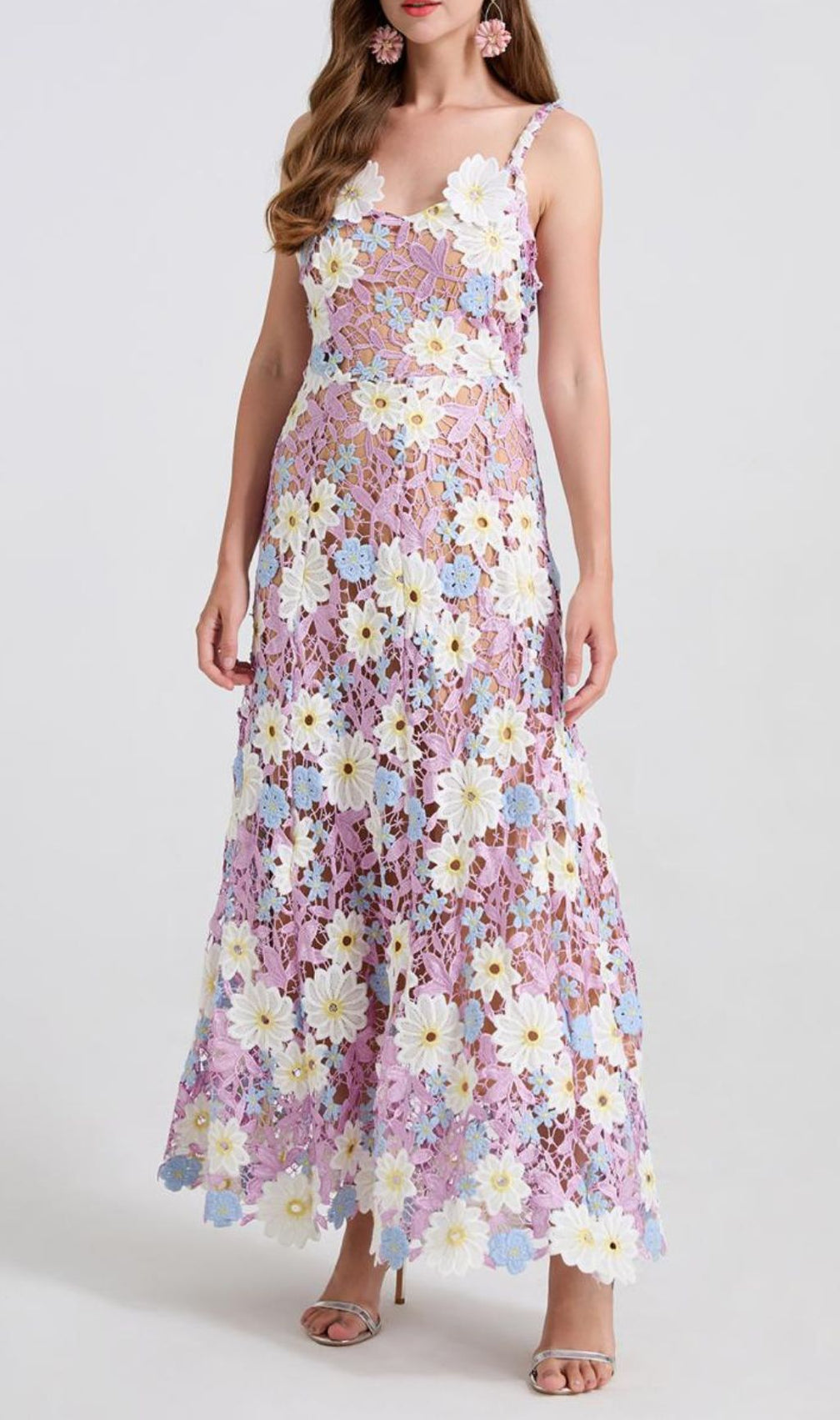 Diablo Purple Strappy Flower Maxi Dress