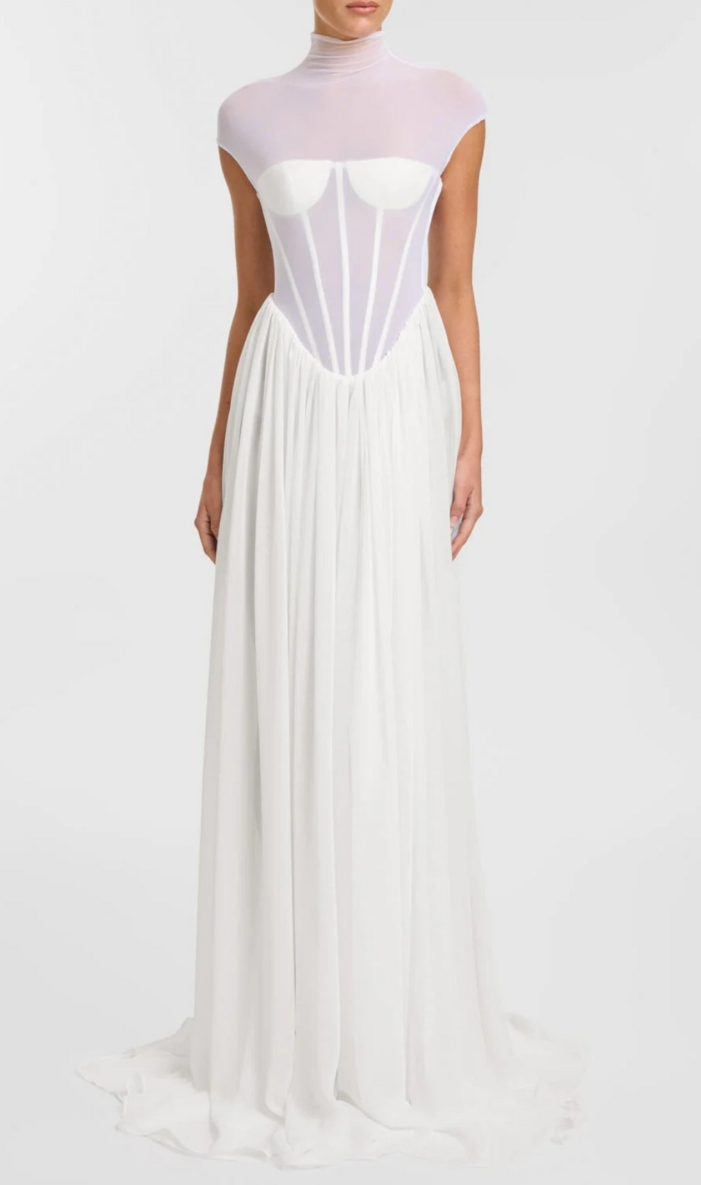 Gabija White Corset Mesh Maxi Dress