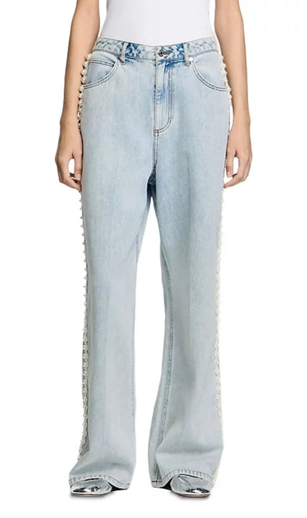 Beaded Jeans in Light Blue Jean