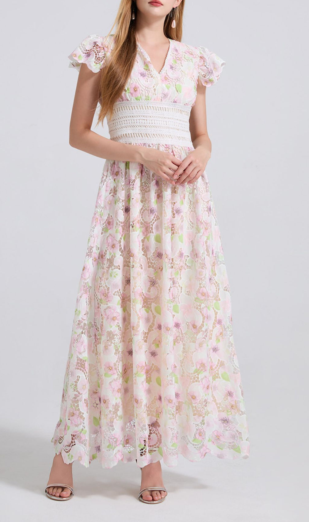 Ezlynn Flower Embroidery Maxi Dress