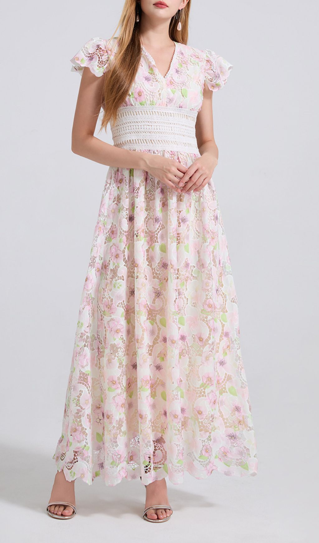 Ezlynn Flower Embroidery Maxi Dress