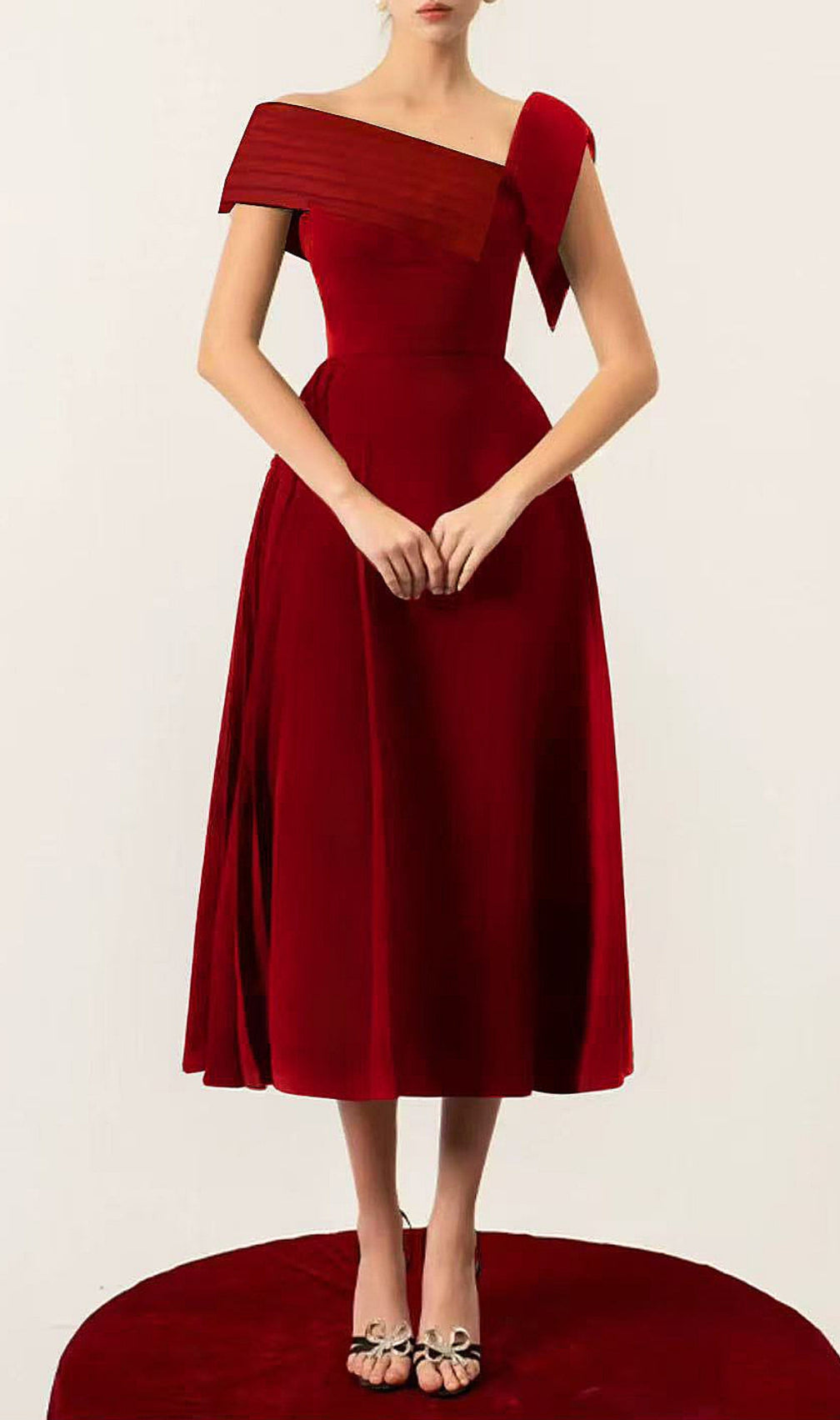 Damia Skew Collar Midi Dress