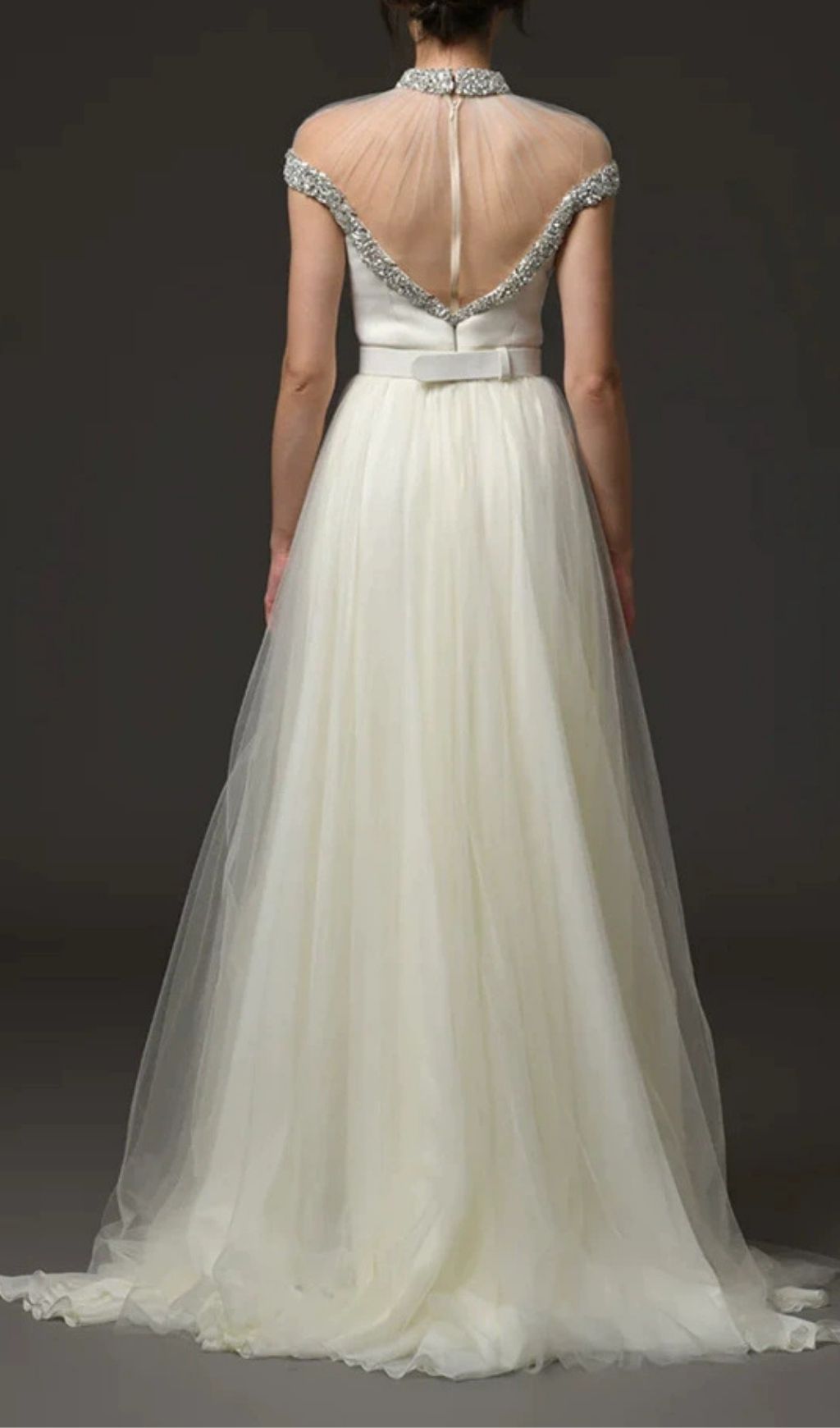 Kuri White Diamante Mesh Maxi Dress