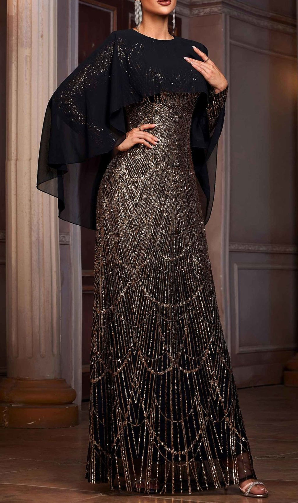 Hana Long Sleeve Sequin Maxi Dress