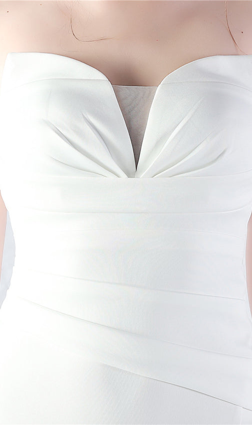 Chrina White Strapless Ruched Maxi Dress