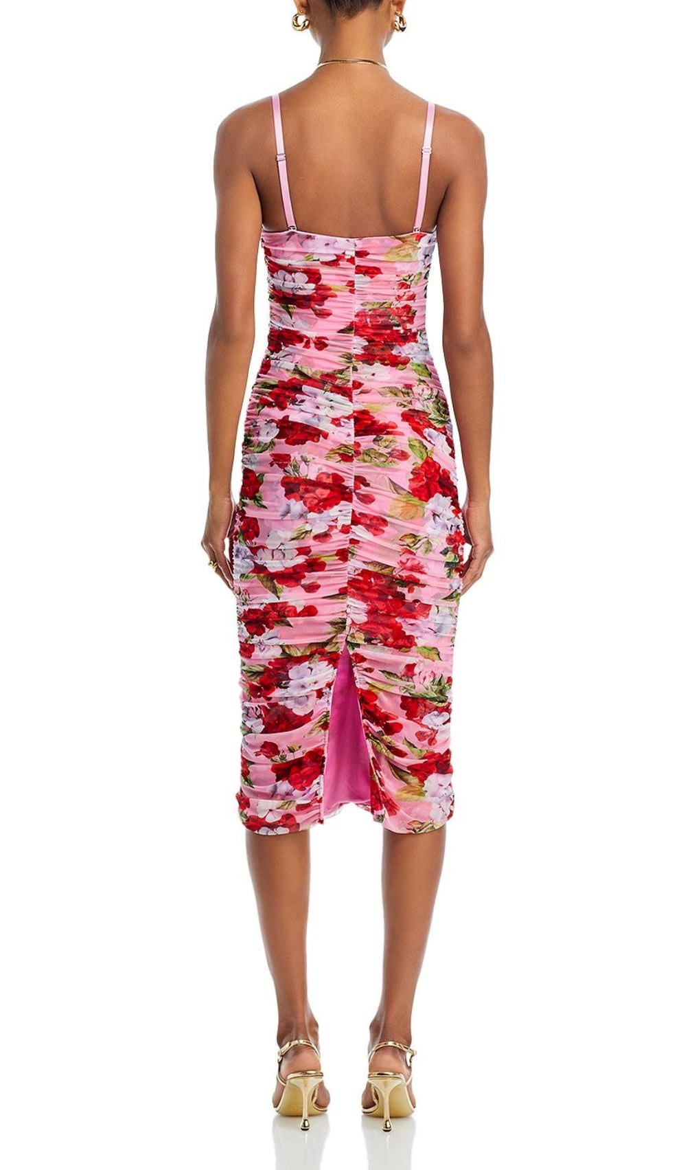 Baki Strapless Floral Ruched Midi Dress