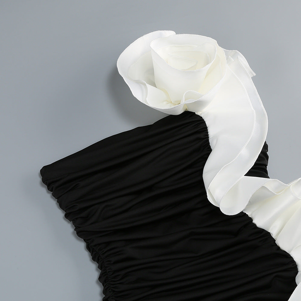 Jessie Black Strapless Floral Ruffle Maxi Gown - Elegant Evening & Gala Dress