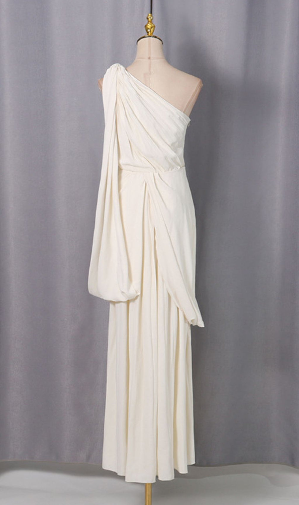 Jenise Grecian Goddess One-Shoulder Ruched Maxi Dress