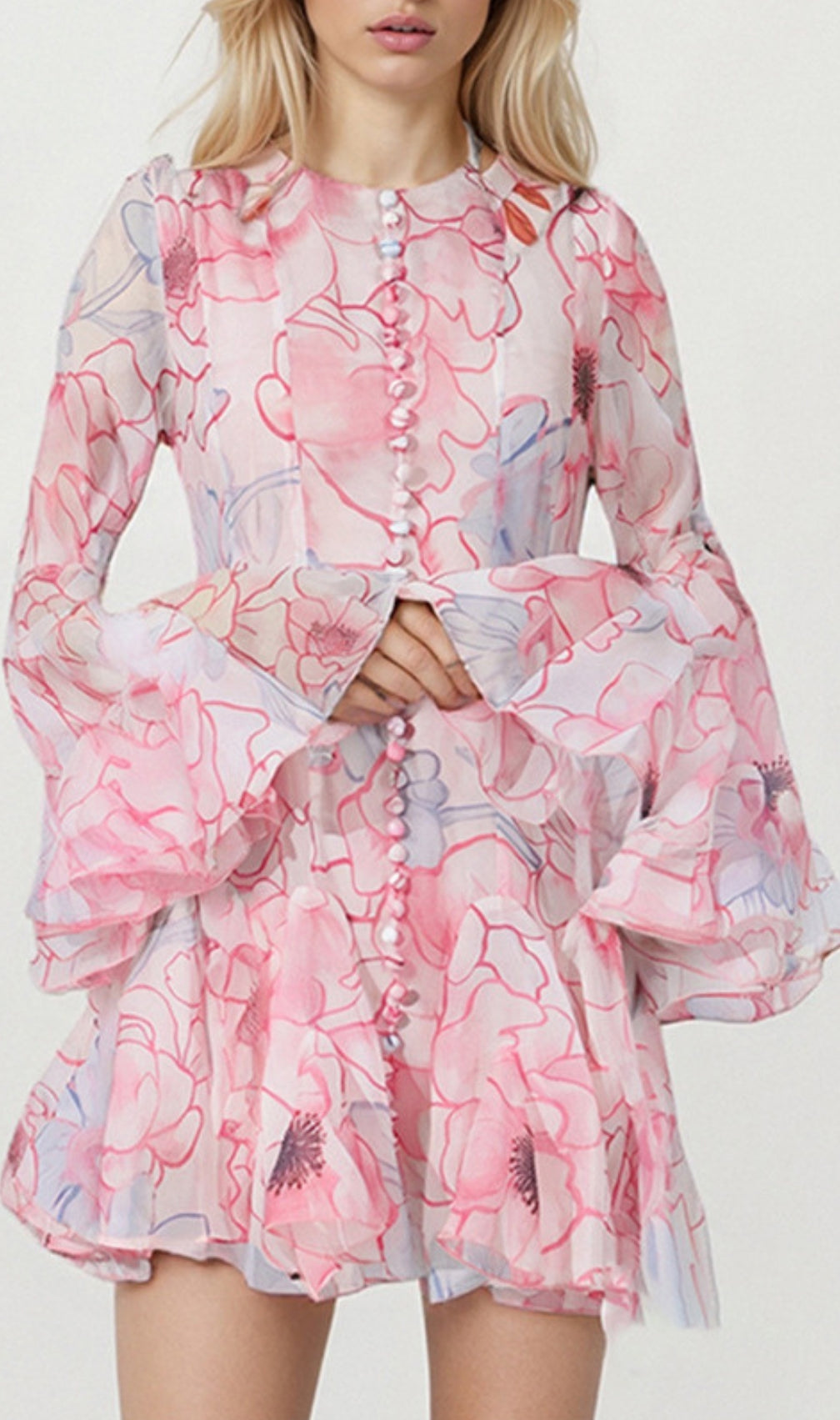 Elspeth Printed Long Sleeve Mini Dress