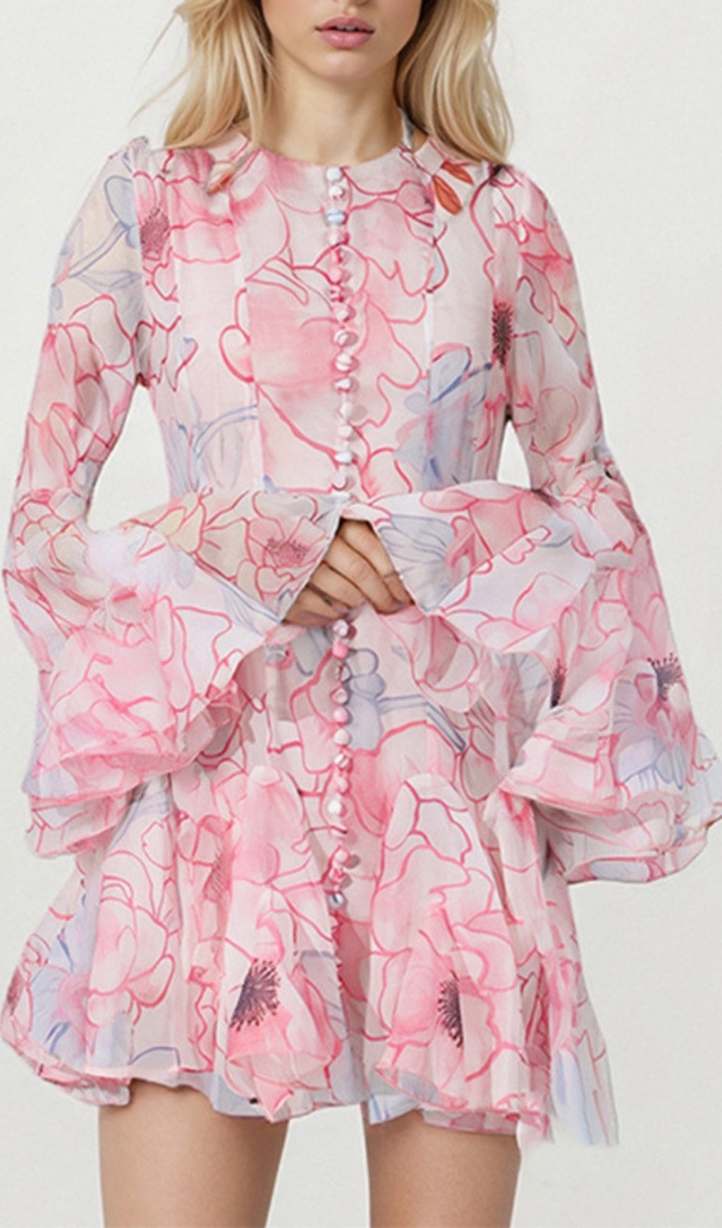 Elspeth Printed Long Sleeve Mini Dress