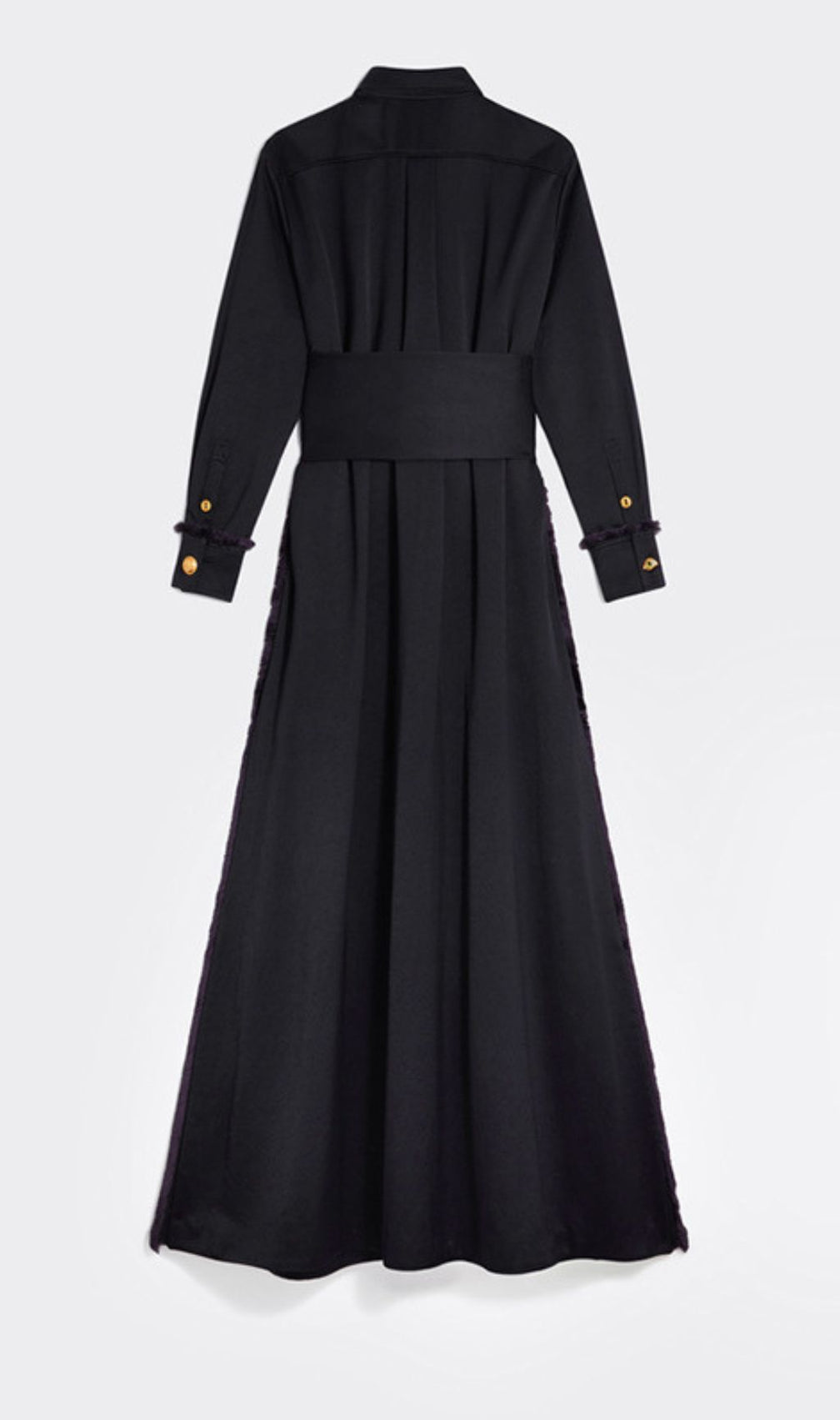 Ioannis Commander Black Belted Maxi Shirtdress with Gold Hardware