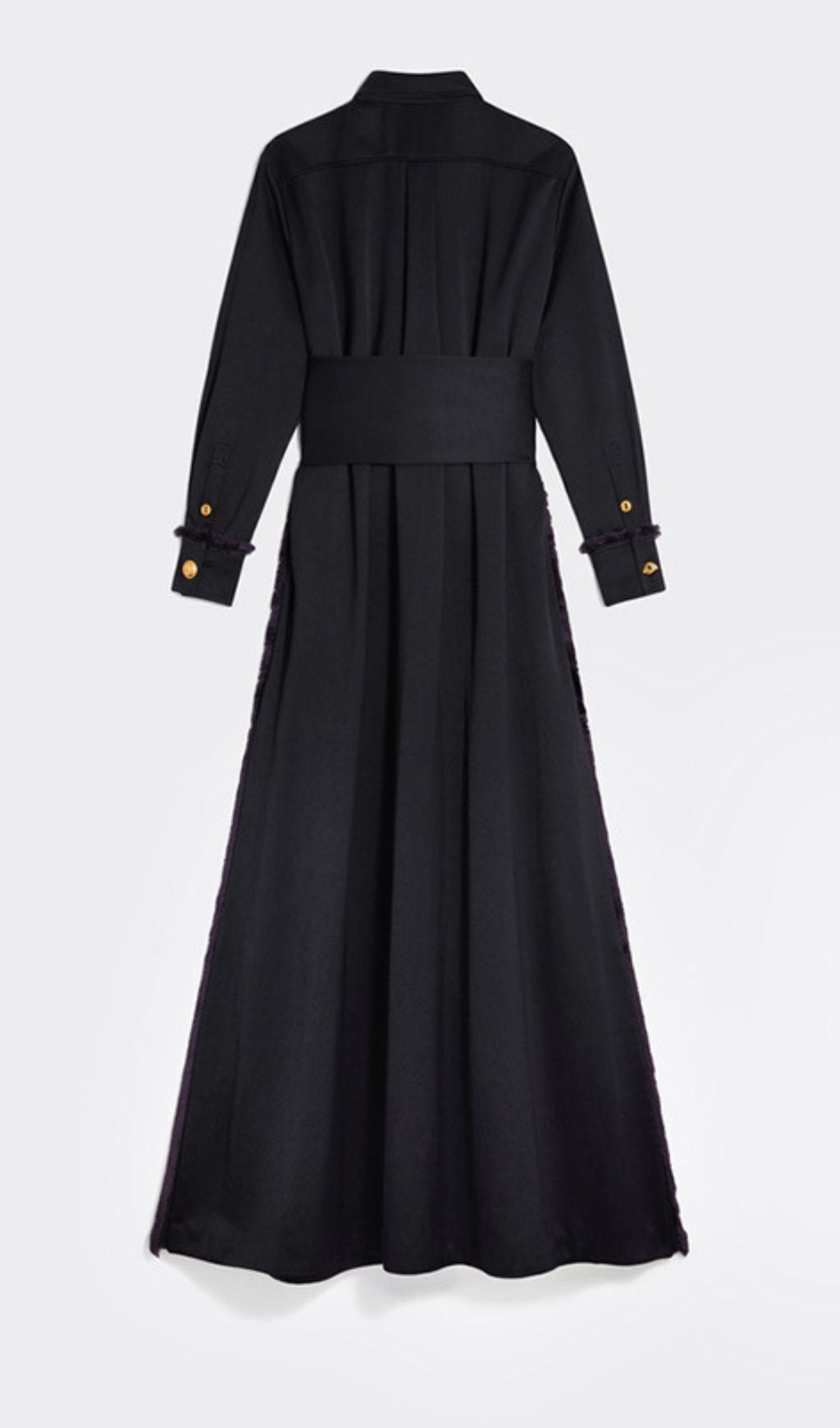 Ioannis Commander Black Belted Maxi Shirtdress with Gold Hardware