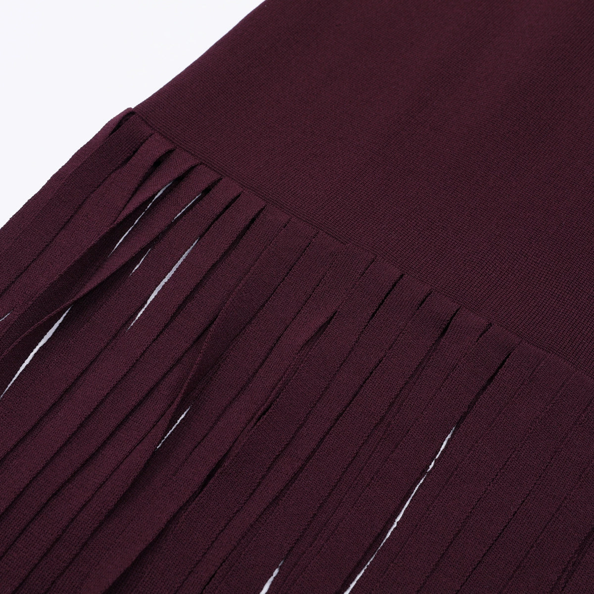 Junko Pearl Choker Sleeveless Knit Maxi Dress with Fringe Hem