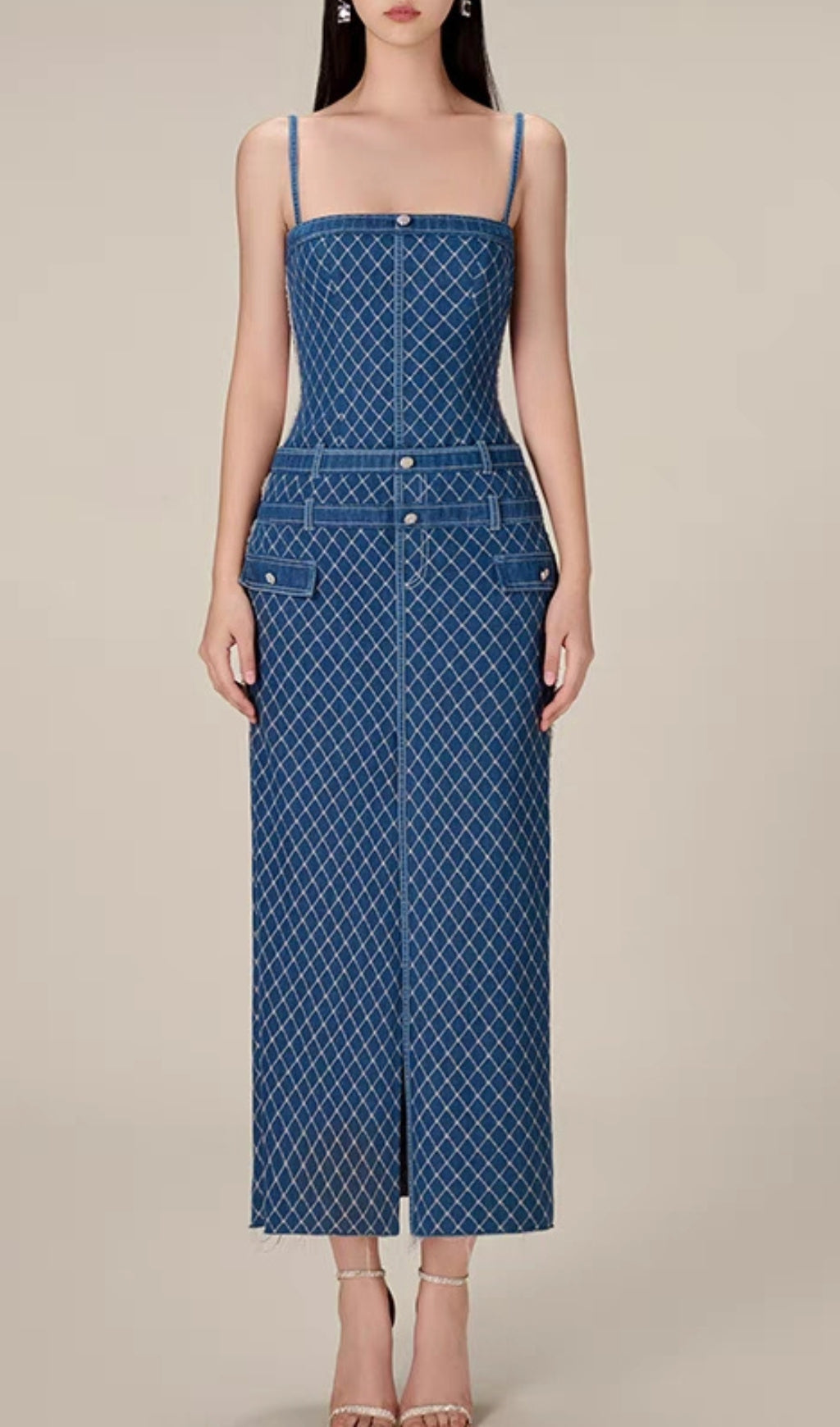 Celina Blue Denim Midi Dress