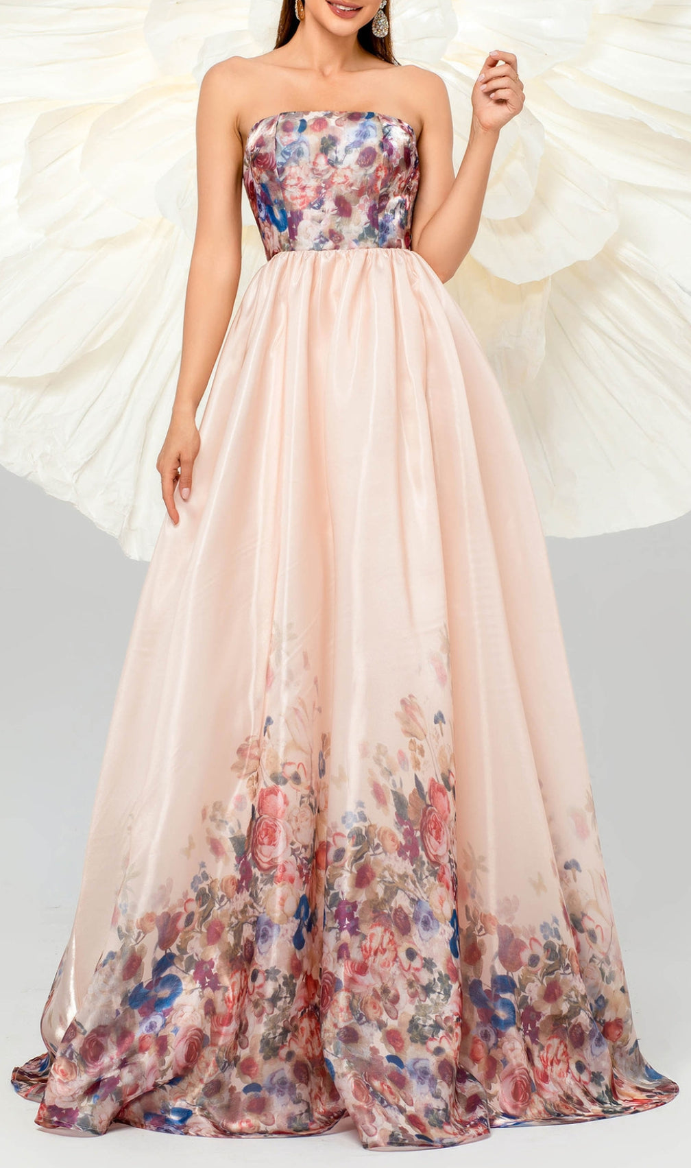 Bilhah Strapless Floral Print Maxi Dress